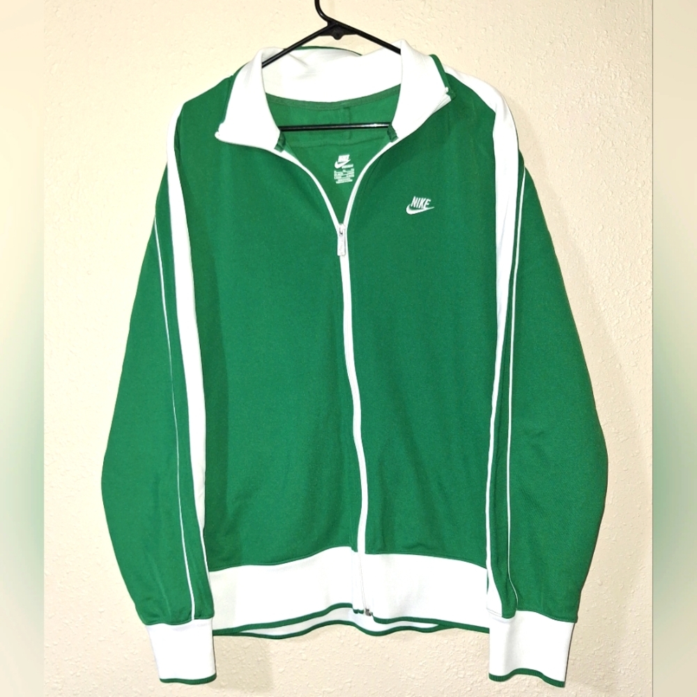 Nike Green and White Track Jacket Size XL
